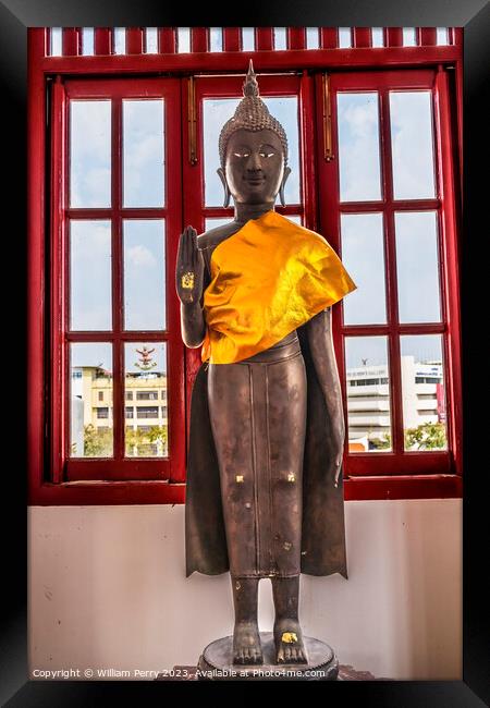 Standing Buddha Loha Prasat Hall Wat Ratchanaddaram Worawihan Ba Framed Print by William Perry