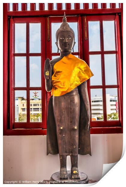 Standing Buddha Loha Prasat Hall Wat Ratchanaddaram Worawihan Ba Print by William Perry