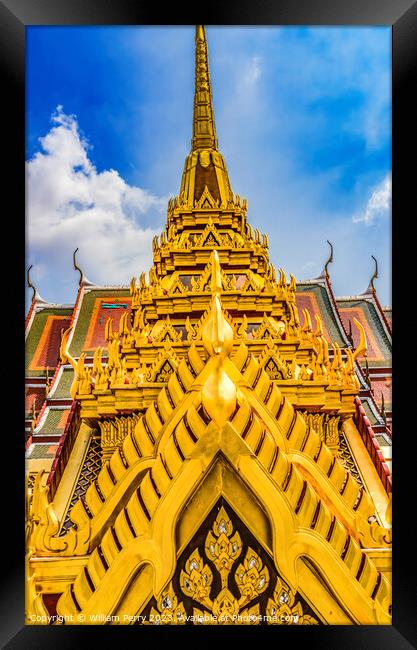 Spire Close Loha Prasat Hall Wat Ratchanaddaram Worawihan Bangko Framed Print by William Perry