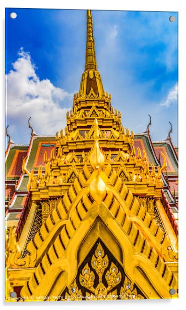 Spire Close Loha Prasat Hall Wat Ratchanaddaram Worawihan Bangko Acrylic by William Perry