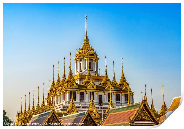 Loha Prasat Hall Wat Ratchanaddaram Worawihan Bangkok Thailand Print by William Perry