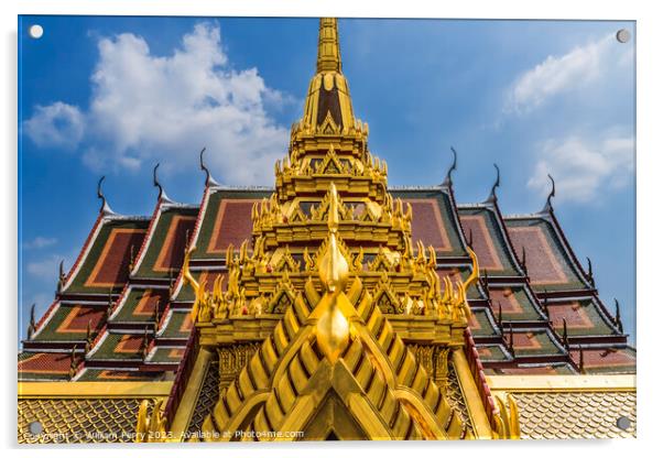 Spire Close Loha Prasat Hall Wat Ratchanaddaram Worawihan Bangko Acrylic by William Perry