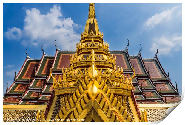 Spire Close Loha Prasat Hall Wat Ratchanaddaram Worawihan Bangko Print by William Perry
