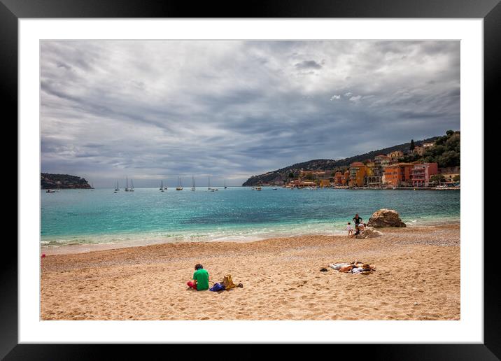 Beach and Sea Bay in Villefranche sur Mer in France Framed Mounted Print by Artur Bogacki