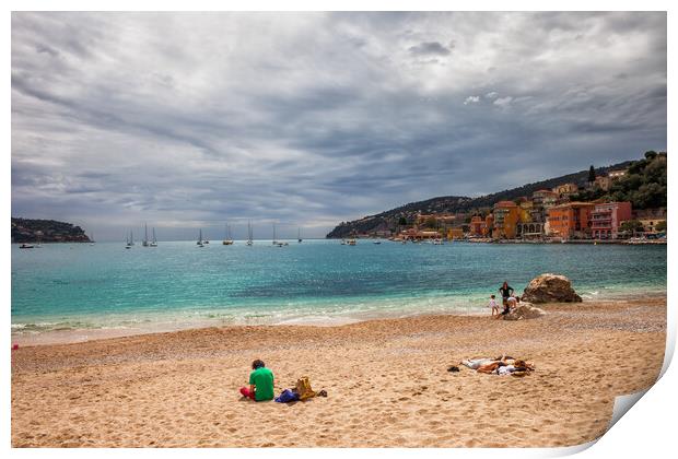 Beach and Sea Bay in Villefranche sur Mer in France Print by Artur Bogacki