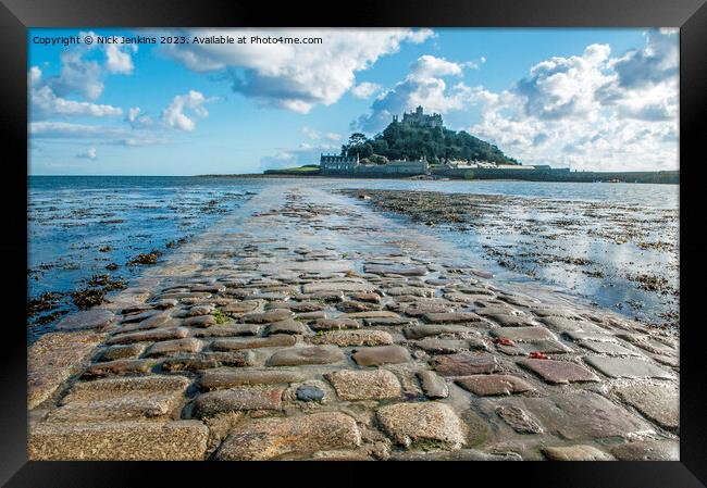 Roadway out to St Michaels Mount  Framed Print by Nick Jenkins