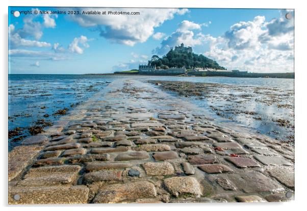 Roadway out to St Michaels Mount  Acrylic by Nick Jenkins