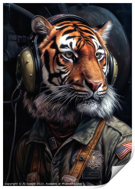 Fighter Pilot Tiger  Print by Craig Doogan Digital Art