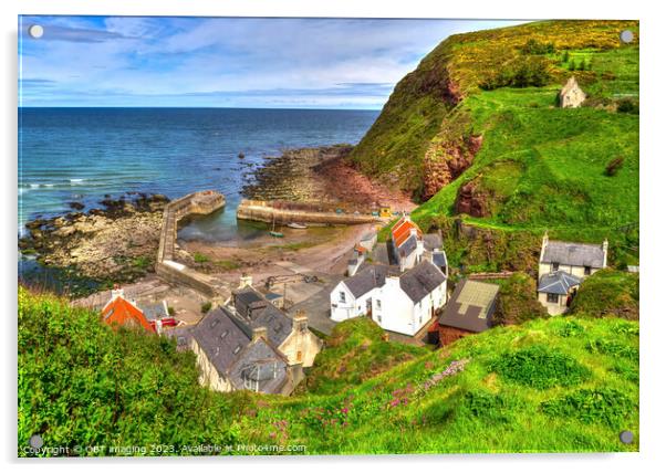 Pennan Fishing Village Harbour Aberdeenshire Scotland  Acrylic by OBT imaging