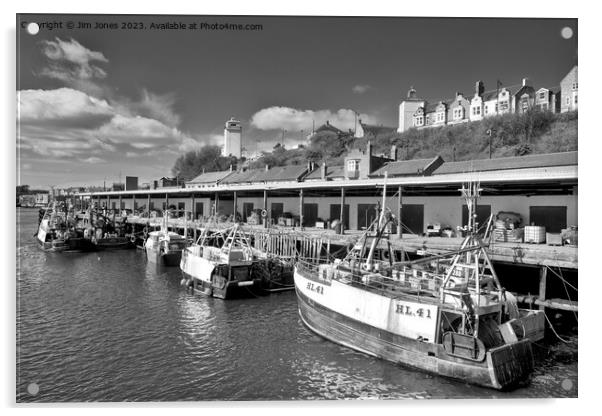 Monochrome North Shields Fish Quay Acrylic by Jim Jones