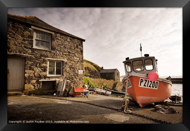 Mullion Cove, The Lizard Peninsula, Cornwall Framed Print by Justin Foulkes