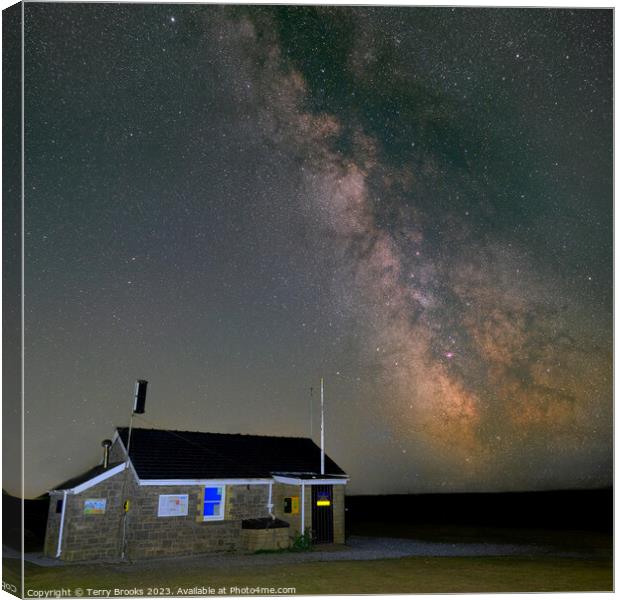 The Old Coastguard Station in Rhossili, Gower, Wales ft the Milky Way Core Canvas Print by Terry Brooks