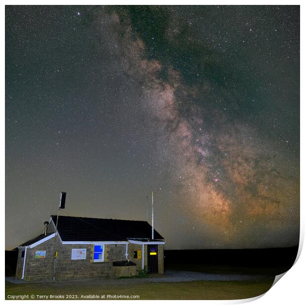 The Old Coastguard Station in Rhossili, Gower, Wales ft the Milky Way Core Print by Terry Brooks