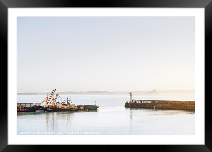 Early morning at Newlyn harbour, Cornwall Framed Mounted Print by Justin Foulkes