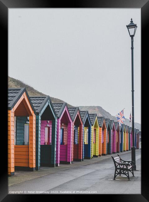 Colourful Wooden Beach Huts At Saltburn-by-the-Sea Framed Print by Peter Greenway