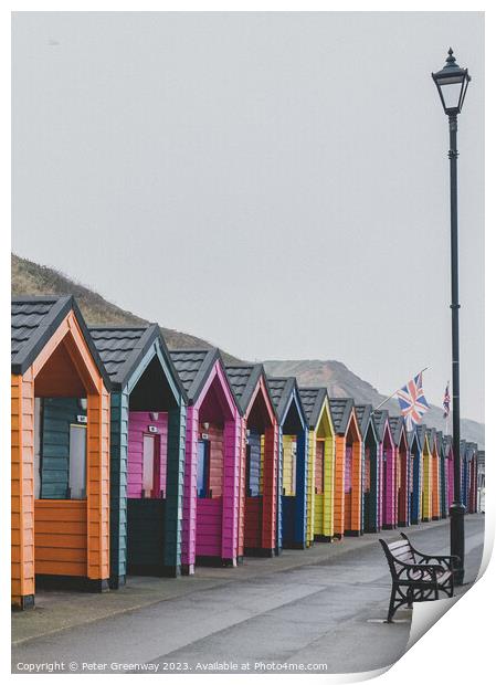 Colourful Wooden Beach Huts At Saltburn-by-the-Sea Print by Peter Greenway
