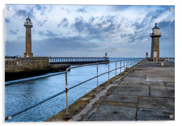 Majestic Whitby Piers A gateway to the North Sea Acrylic by Steve Smith