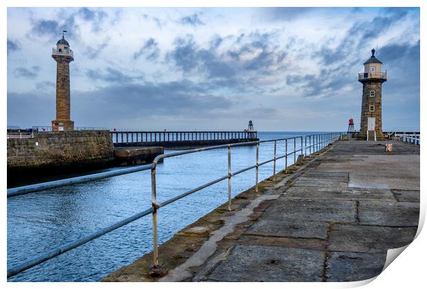 Majestic Whitby Piers A gateway to the North Sea Print by Steve Smith