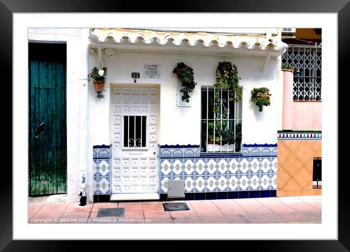 Small Spanish house, Fuengirola, Spain. Framed Mounted Print by john hill