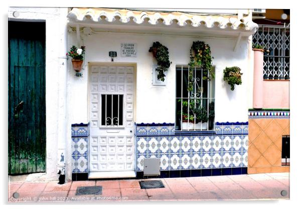 Small Spanish house, Fuengirola, Spain. Acrylic by john hill