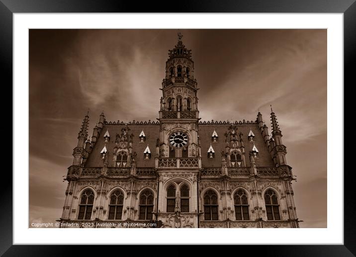 Oudenaarde Town Hall Facade Sepia Framed Mounted Print by Imladris 