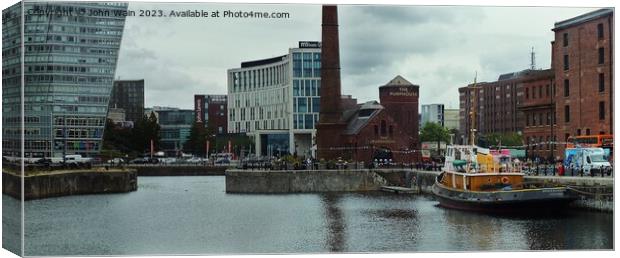 The Pump House on Hartley Quay in Liverpool Docks Canvas Print by John Wain