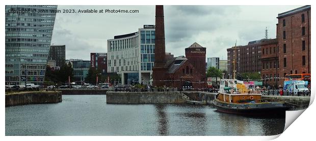 The Pump House on Hartley Quay in Liverpool Docks Print by John Wain