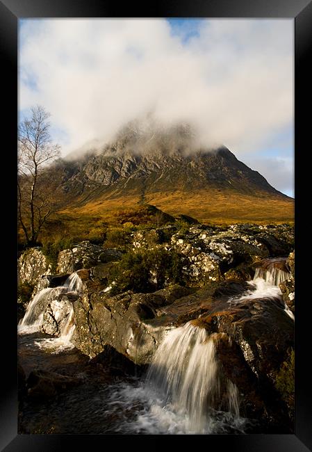 Cloud on the Buachaille Framed Print by Jacqi Elmslie