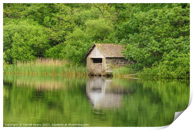 Rydal Water Boathouse Print by Darrell Evans
