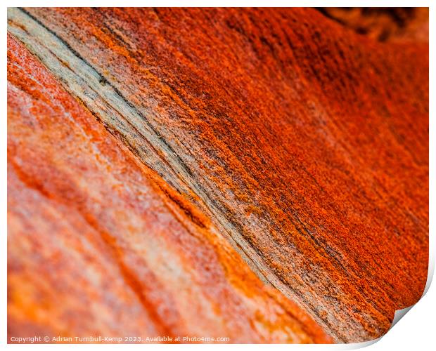 Burnt ochre sandstone cutting Print by Adrian Turnbull-Kemp