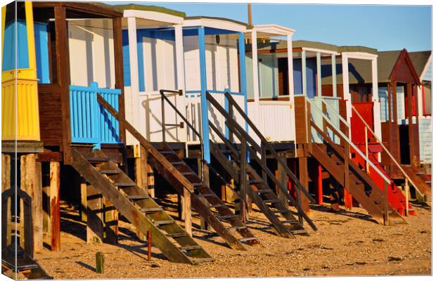 Thorpe Bay Beach Huts England Essex UK Canvas Print by Andy Evans Photos