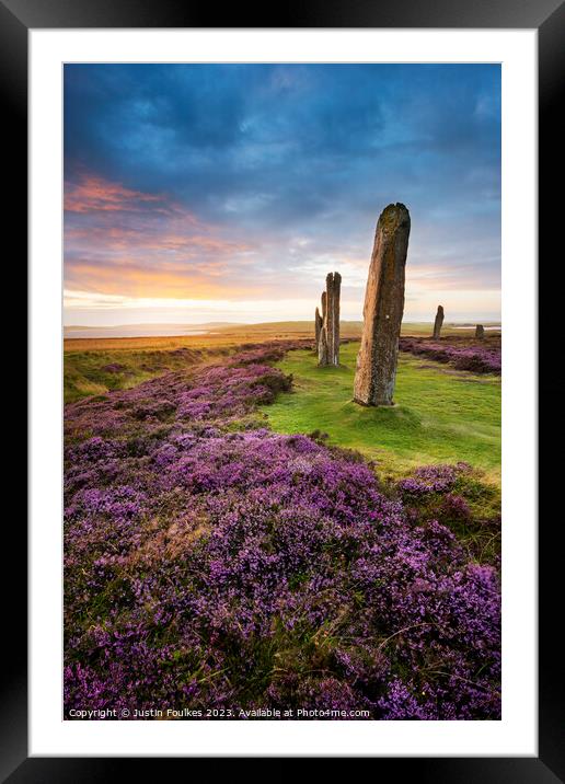 Ring of Brodgar, at sunset, Orkney Framed Mounted Print by Justin Foulkes