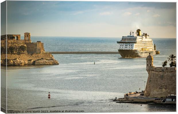 Cruise ship Spirit of Adventure enters the historic Port of Vall Canvas Print by Chris North