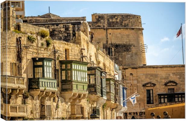 Historic buildings overlooking Valletta harbour. Canvas Print by Chris North
