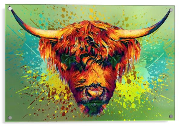 painted  Highland cow in Cornwall Acrylic by kathy white