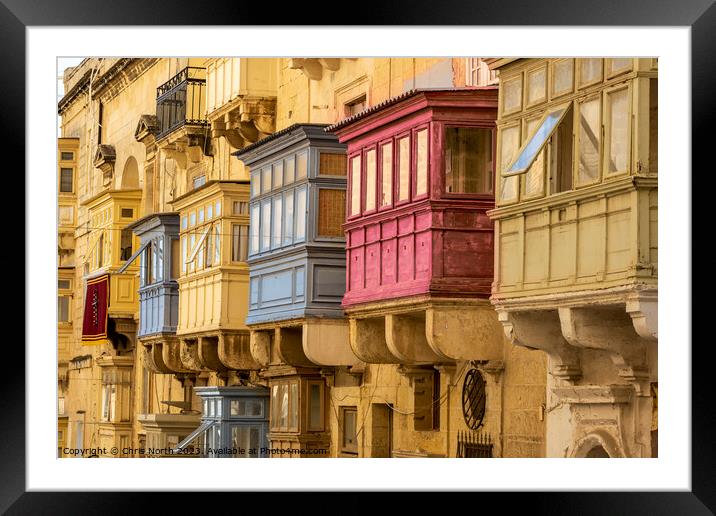 Valletta Balconies  Framed Mounted Print by Chris North