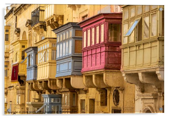 Valletta Balconies  Acrylic by Chris North