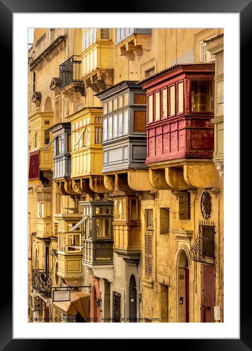 Historic buildings of Valletta, Malta. Framed Mounted Print by Chris North