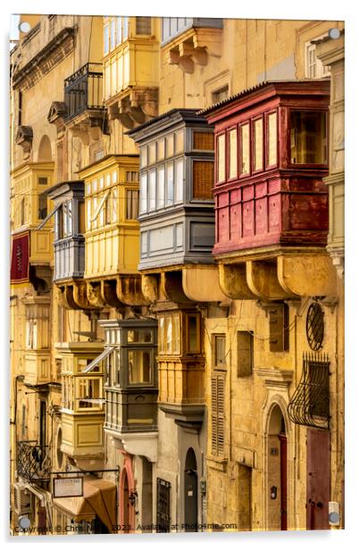 Historic buildings of Valletta, Malta. Acrylic by Chris North