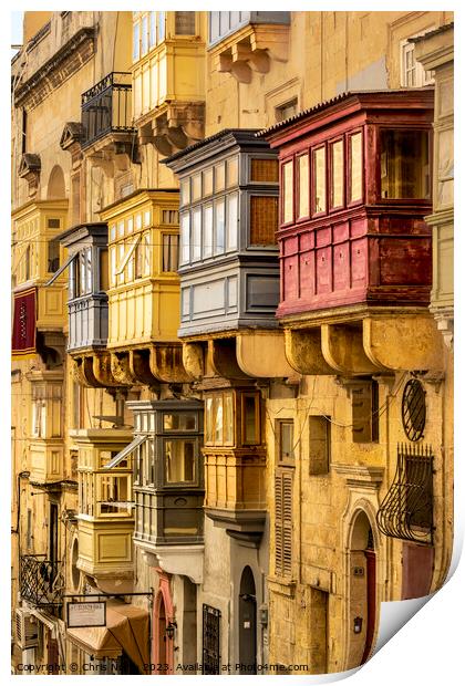 Historic buildings of Valletta, Malta. Print by Chris North