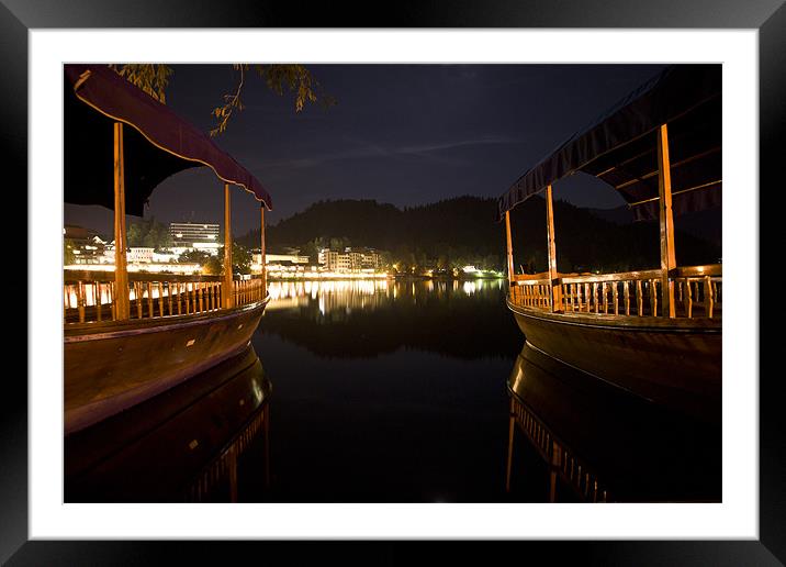 Bled lake at night Framed Mounted Print by Ian Middleton