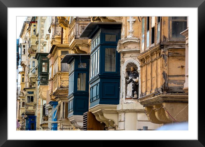 Backstreet in old Valletta, Malta. Framed Mounted Print by Chris North