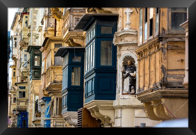 Backstreet in old Valletta, Malta. Framed Print by Chris North