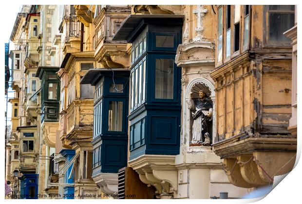 Backstreet in old Valletta, Malta. Print by Chris North