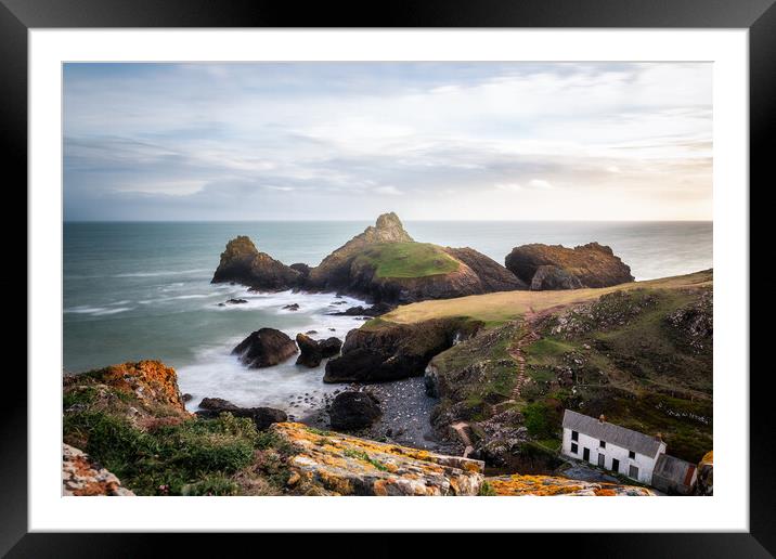 Cornwalls Dramatic and Isolated Kynance Cove Framed Mounted Print by Matthew Grey