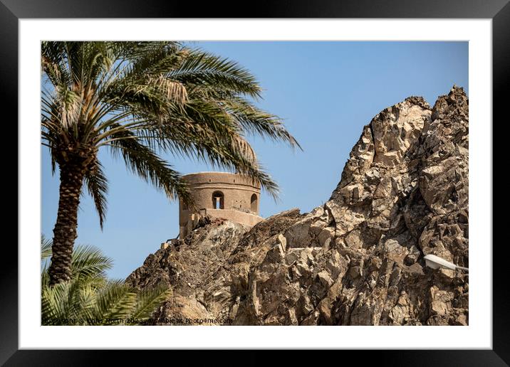 Fortification overlooking Muscat harbour, Oman. Framed Mounted Print by Chris North