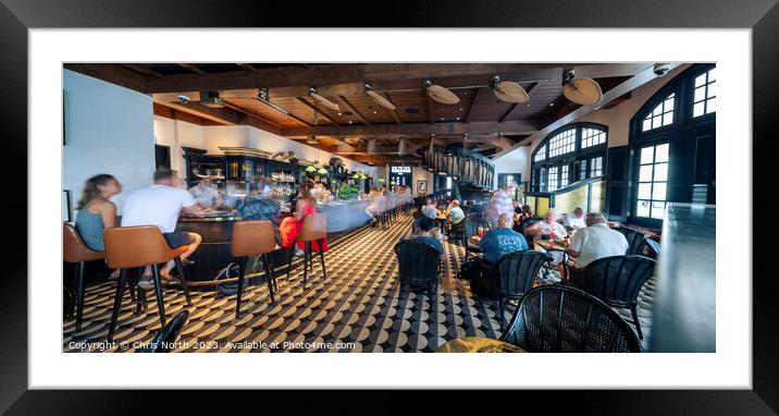 The long bar at Raffles Hotel, Singapore. Framed Mounted Print by Chris North