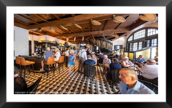 Raffles Hotel, and the Longbar, home of the Singapore, sling coc Framed Mounted Print by Chris North