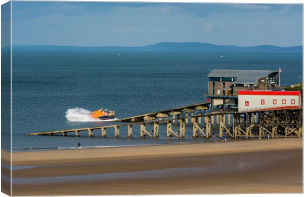 Brave RNLI Launches Tenby Lifeboat Canvas Print by Tim Hill