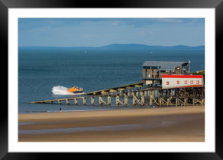 Brave RNLI Launches Tenby Lifeboat Framed Mounted Print by Tim Hill